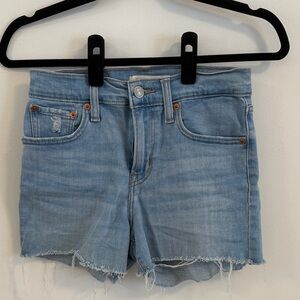 Levi's Light Blue Frayed Jean Shorts
